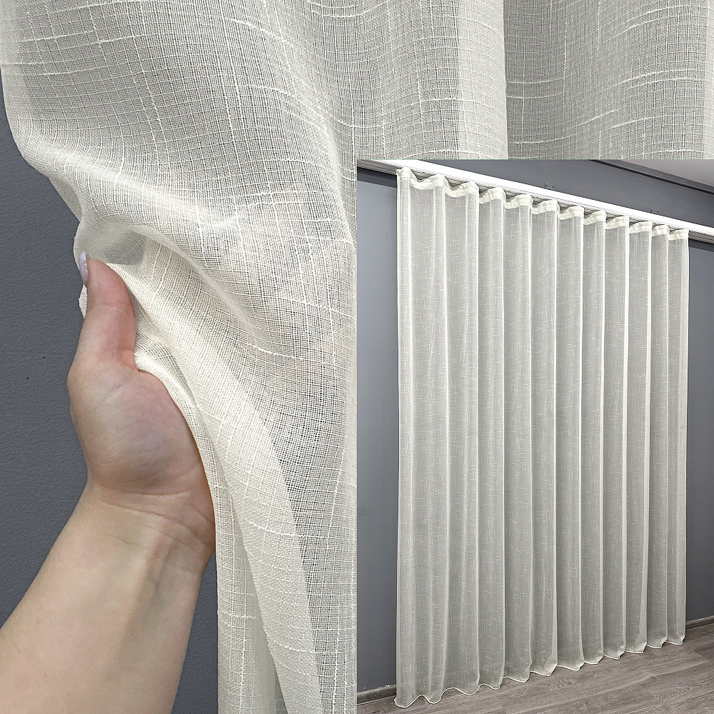 Тюль VR-Textil 876т Льон Бежевий 200х200 см (43-356) Київ - фото 1