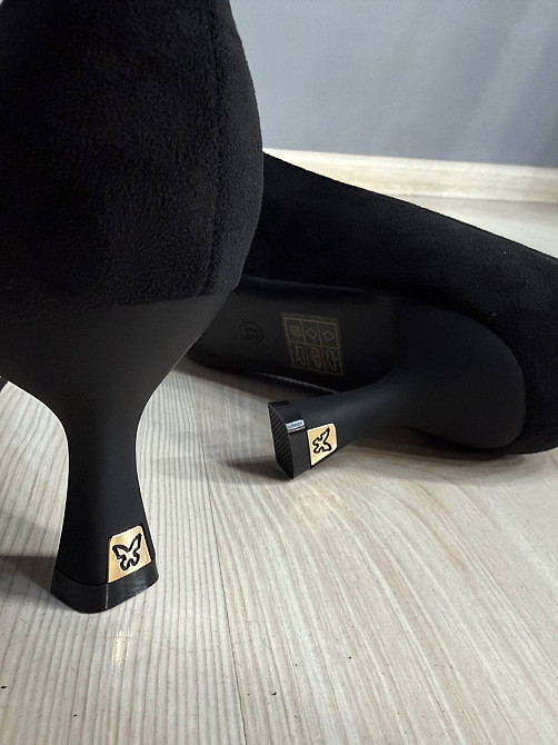 Туфлі жіночі Meideli 6605-11 човники на підборах екозамша чорні, 38, 24 см Київ - фото 4