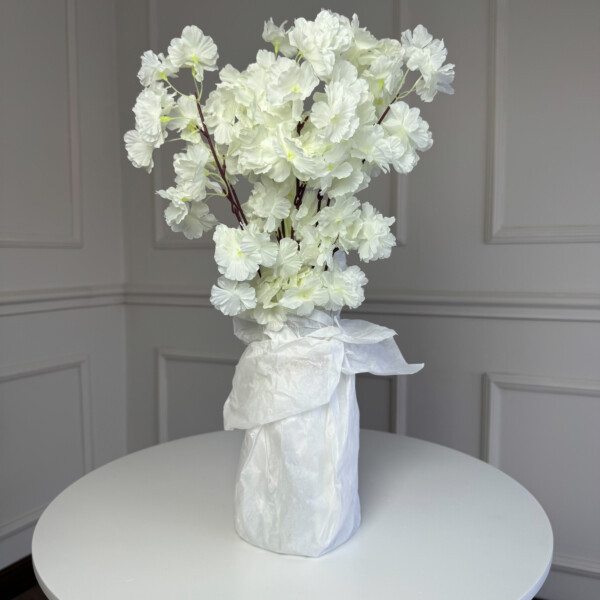 Гілка сакури, 55 см, 5 гілок (2шт/уп). Колір: білий FM-87 Львів - фото 1