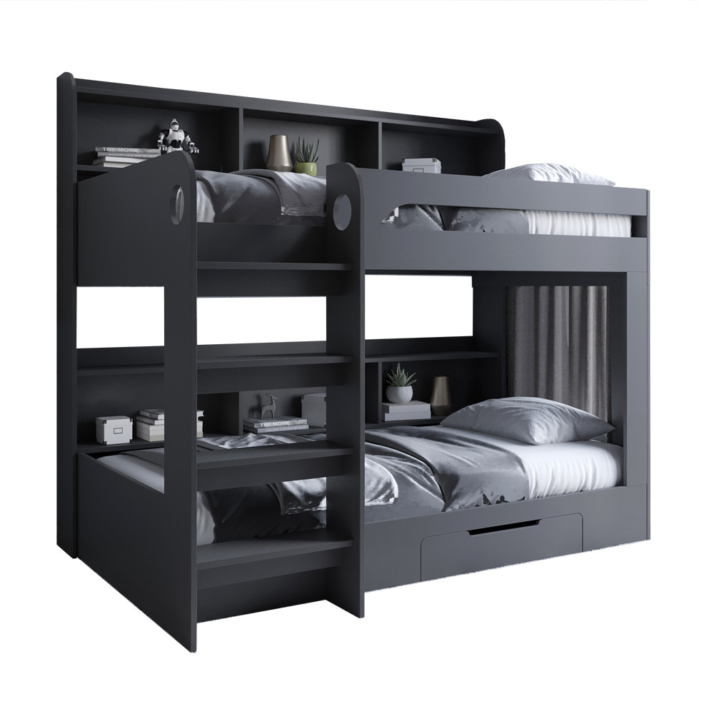 Детская двухъярусная кровать LION Майнкрафт 90х190 см с ящиком Антрацит (LION-041530) ТОП Днепр - изображение 2