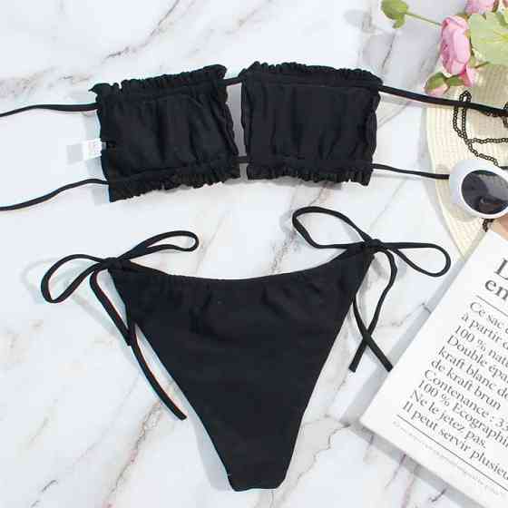 Купальник шторки на зав'язках S-M чорний Вінниця