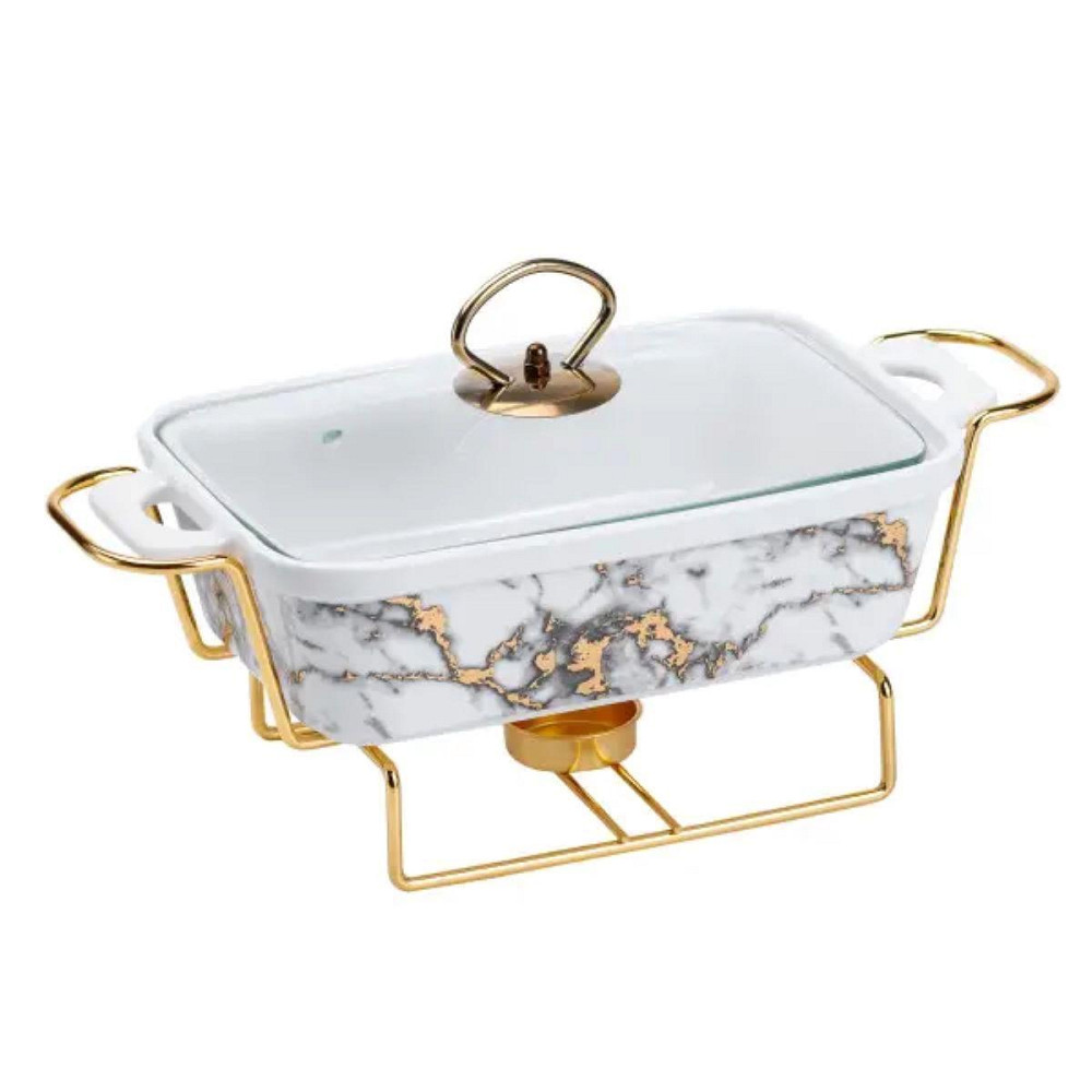 Марміт порцелянаовий 1 л зі скляною крішкою та підставкою з підігрівом HP1031 Київ - фото 4