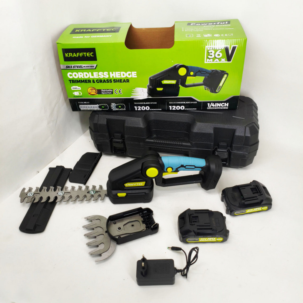 Аккумуляторные ножницы кусторез Krafftec 2 в 1 два аккумулятора зарядное пластиковый кейс WZ-24 Львов - изображение 5