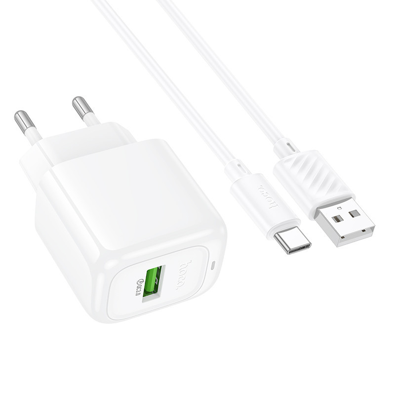 Мережевий зарядний пристрій з кабелем HOCO CS52A Surplus single-port QC3.0 charger set(Type-C) White Одеса - фото 4