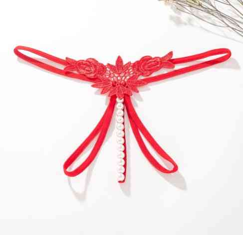 Трусики з перлинами та трояндами універсальний червоний Київ