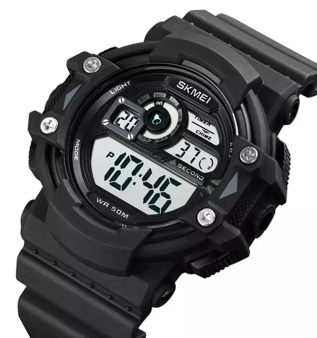 Чоловічий спортивний наручний годинник Skmei 1778 (Чорний з білим циферблатом) Вінниця - фото 2