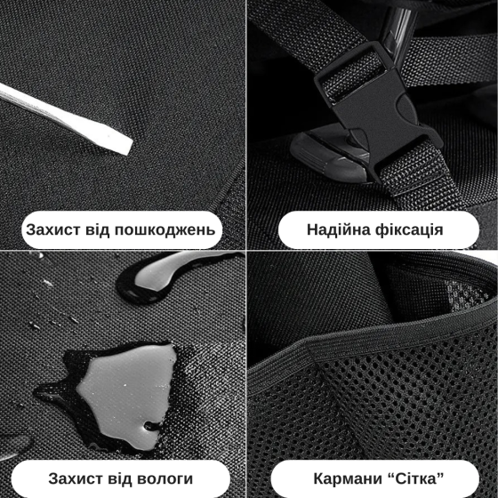 Органайзер для машини на спинку сидіння на 8 секцій в авто, колір чорний 45х85 см Кам'янець-Подільський