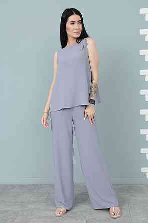 Літній костюм зі штанами палаццо "Stellar" оптом | Норма і батал | Розпродаж моделі Графіт, 42-44 Київ