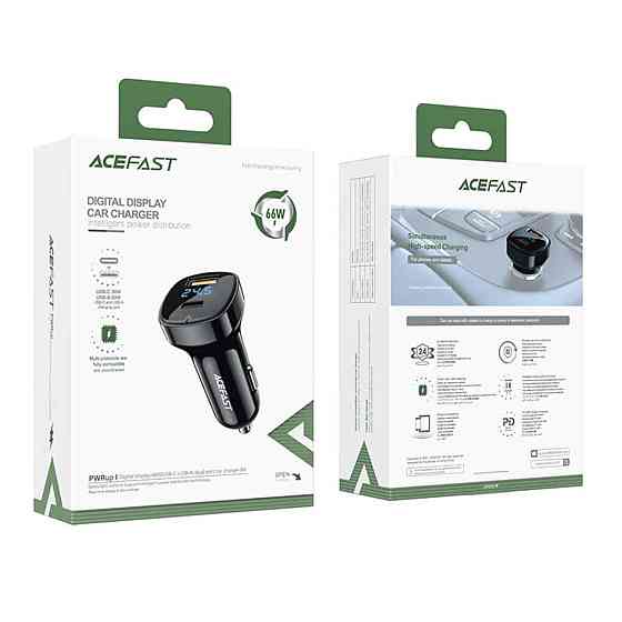 Автомобільний зарядний пристрій ACEFAST B4 digital display 66W(USB-C+USB-A) dual port car charger Київ