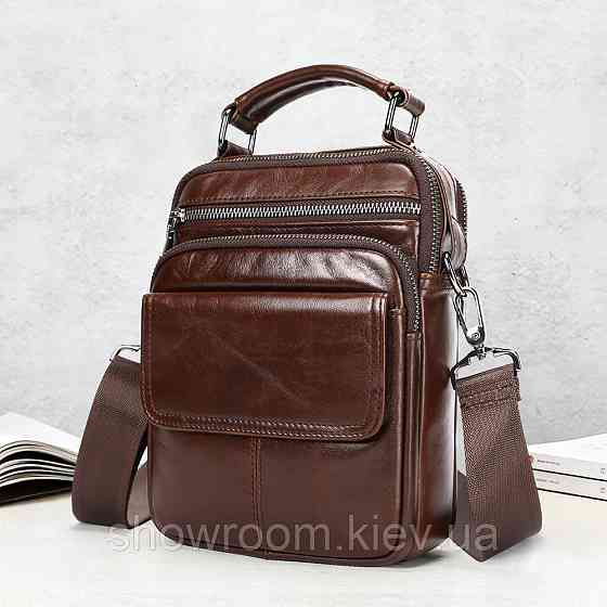 Кожаная мужская барсетка, сумка на плечо Leather Collection (6266) brown Киев