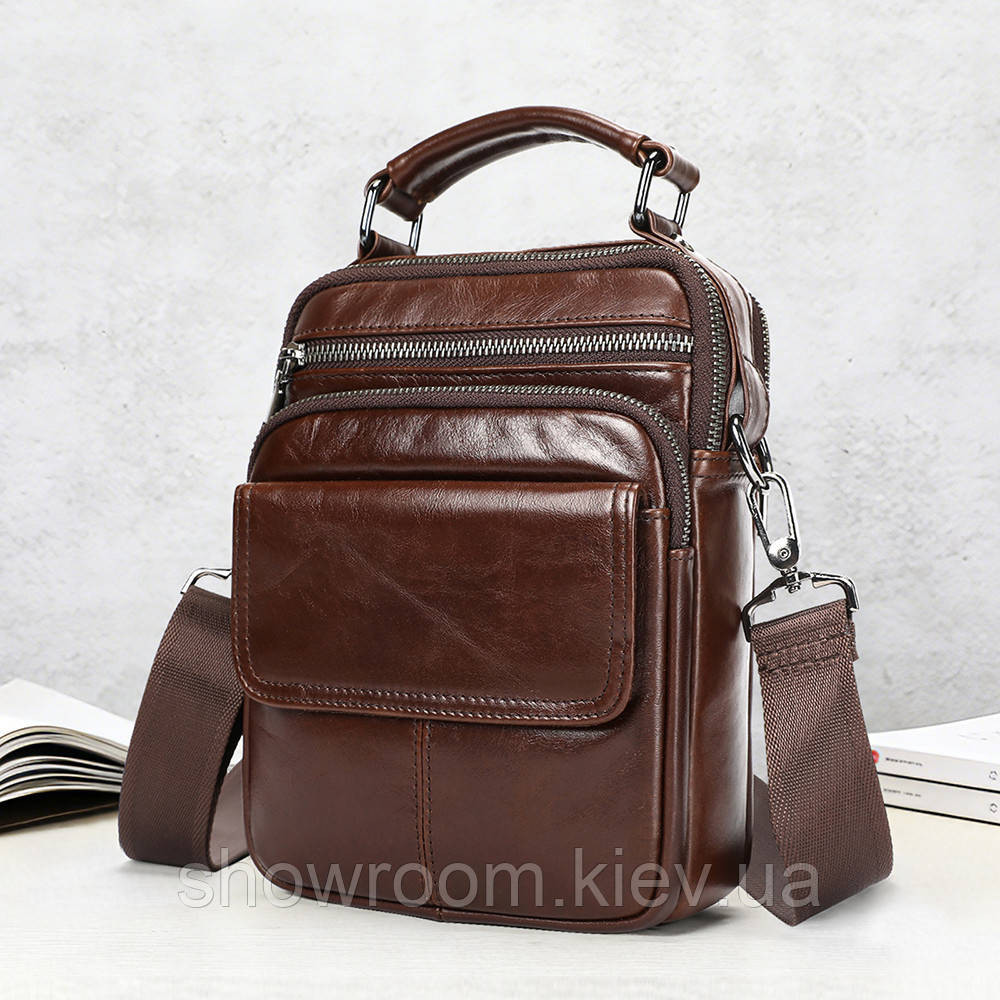 Кожаная мужская барсетка, сумка на плечо Leather Collection (6266) brown Киев - изображение 1