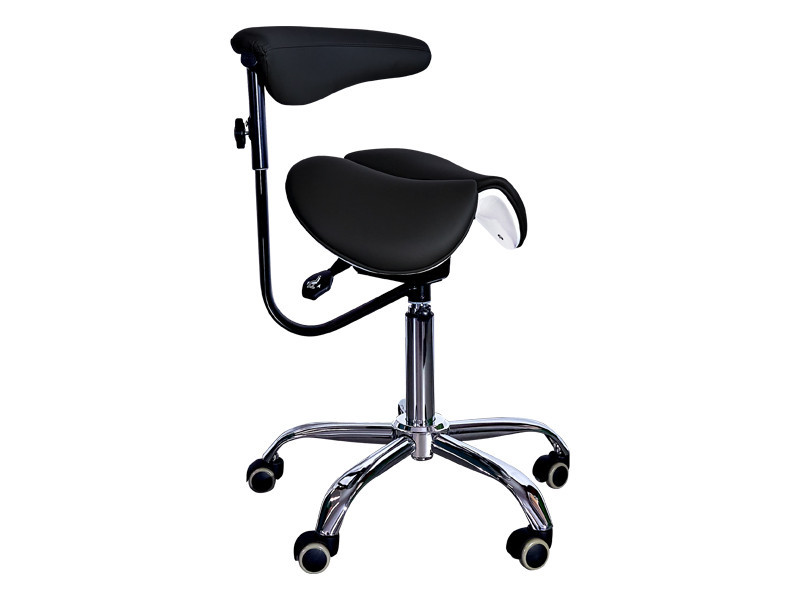 Стілець-сідло для майстра 8016-2, зі спинкою, роздільне сидіння, 3 регулювання Чорний Київ - фото 1