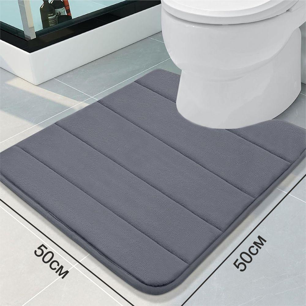 Современный коврик для ванной Aquarius с эффектом памяти U-образный контурный 50 х 50 см Графит в полоску Буча - изображение 2