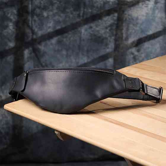 Мужская бананка из натуральной винтажной кожи Shvigel 23129 Черный Киев