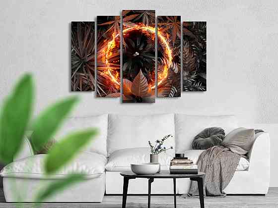 Модульна картина у вітальню / спальню Абстракція Вогонь у листі Art-447_5 ( 80х118см ) Київ