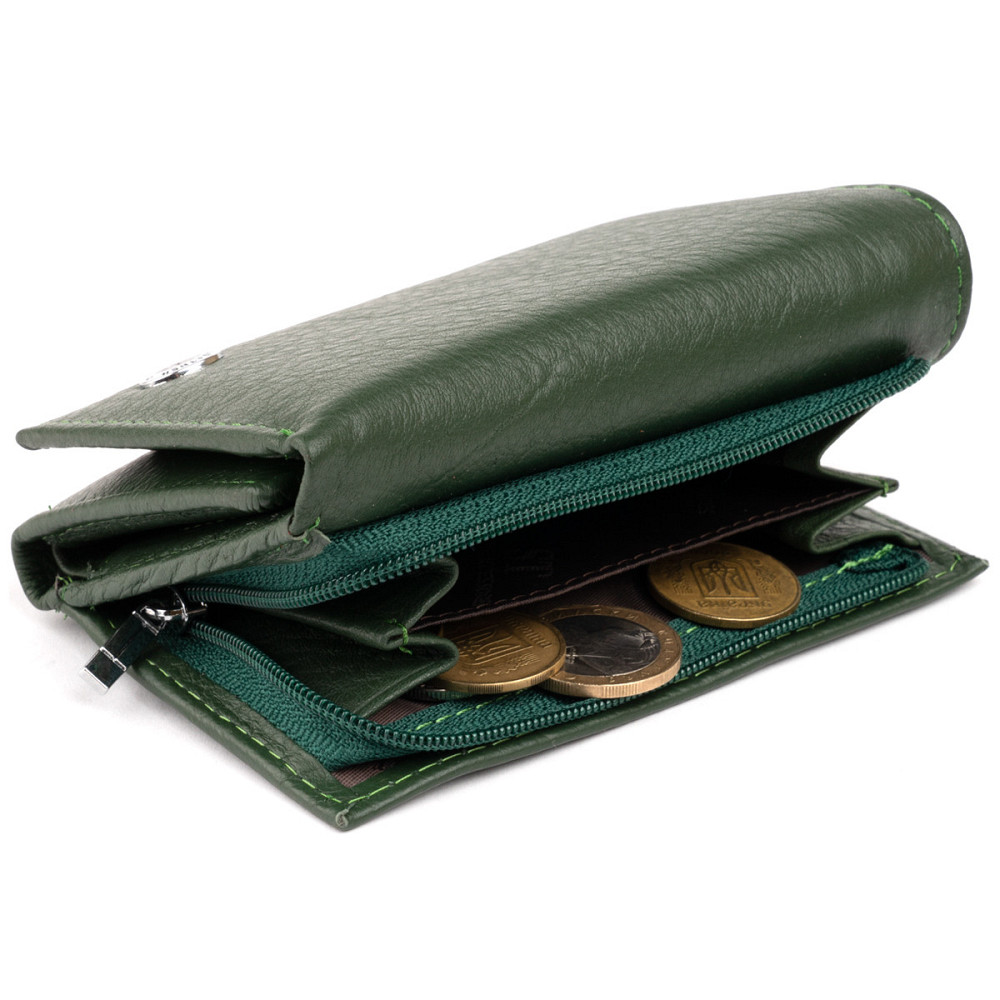Горизонтальное портмоне из кожи унисекс на магните ST Leather 19332 Зеленое Киев - изображение 4