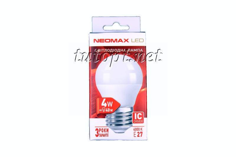 Светодиодная LED лампочка neomax 4W NX4B E27 4000K (Шарик) Днепр - изображение 2