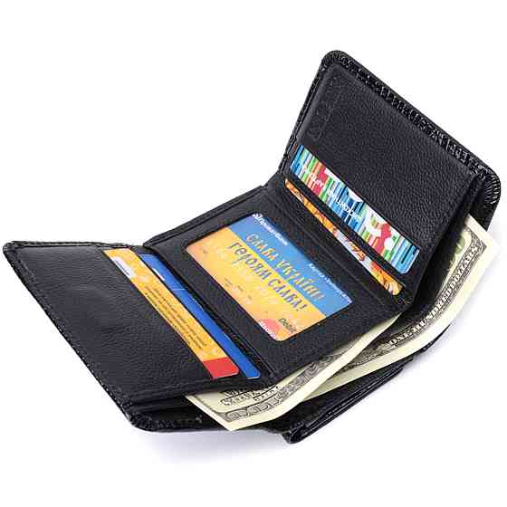 Жіночий стильний гаманець із фактурної натуральної шкіри ST Leather 22732 Чорний Київ