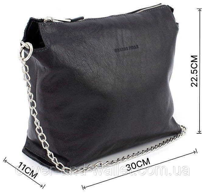 Женская сумка-трапеция из гладкой итальянской кожи черного цвета Grande Pelle 74641 Киев - изображение 5