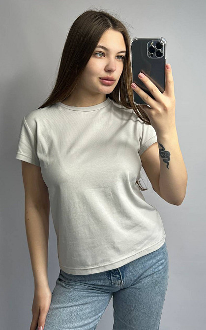 Базовая футболка женская удлиненная Серый XXL Харьков - изображение 1