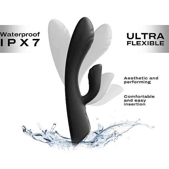 Вибратор-кролик с подогревом Dorcel FLEXI RABBIT BLACK, гибкий ствол Sex Aura Киев