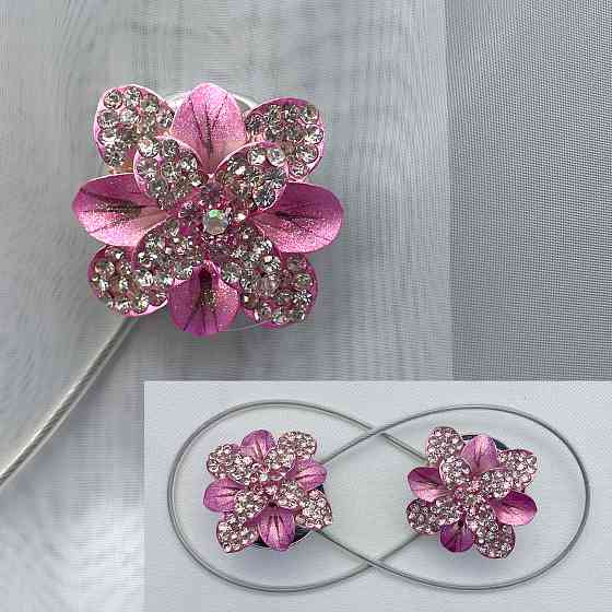 Магніти для штор та гардин "Flowers" набір 2 шт Рожевий (81-222) Київ