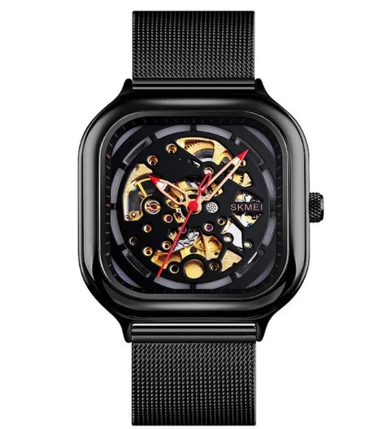 Чоловічий механічний годинник Skmei 9184 скелетон (Чорний) Вінниця - фото 2