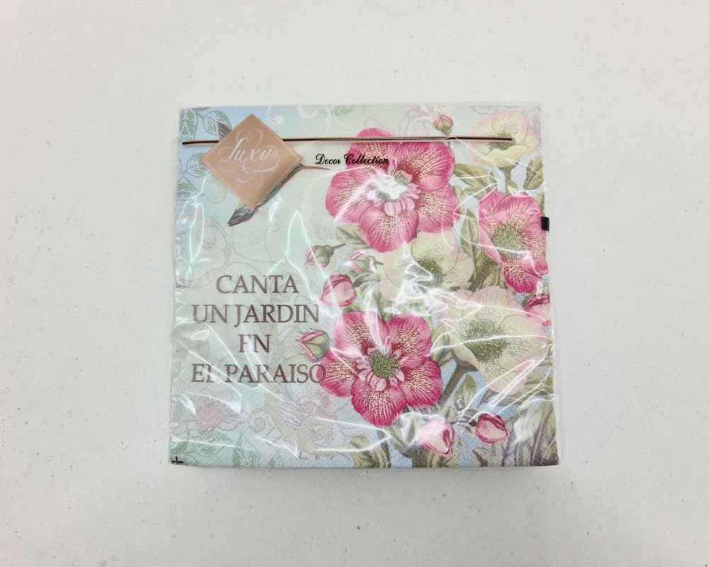 Бумажная салфетка цветочной тематики (ЗЗхЗЗ, 20шт) Luxy  Колибри в саду камелий (2046) (1 пачка) Харьков - изображение 2