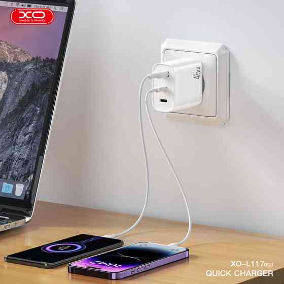 Мережевий зарядний пристрій XO L117 PD45W/QC18W 2USB-C+1USB-A білий Львів