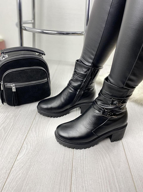 Черевики жіночі ARLETT чорні натуральна шкіра з хутром висота 14 см (Б321) Коломия - фото 3