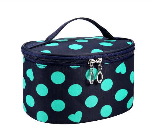 Косметичка в крупный зеленый горох - высота 11см, ширина 15см, длина 20см, нейлон, водонепронецаемая Киев - изображение 1