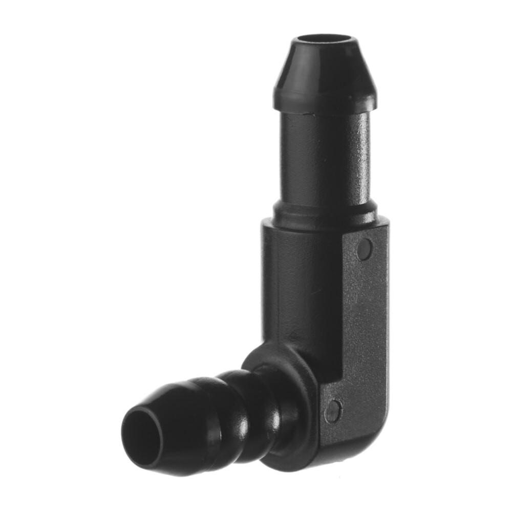 Фітинги, форсунки омивача, Фітинг (з'єднувач трубок) Г-подібний, Чорний, Пластик, Розміри (мм): D-6 D1-7 Київ - фото 1