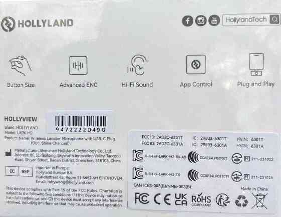 Наушники Беспроводные Hollyland Lark M2 Харьков