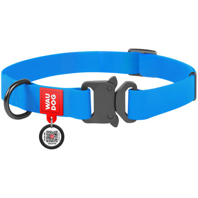 Нашийник для тварин WAUDOG Waterproof з QR паспортом L Ш 25 мм Д 31-49 см(блакитний) (27862) Вінниця - фото 1