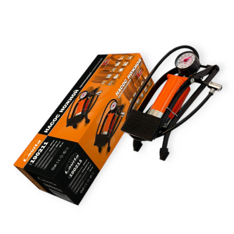 Насос ножний 1 циліндр метал. з маном. 7 атм (55х100) Мукачево - фото 1