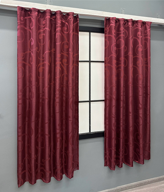 Комплект коротких штор VR-Textil Жакард № 1533ш Бордовий 130х170 см 2 шт (35-0397) Київ - фото 3