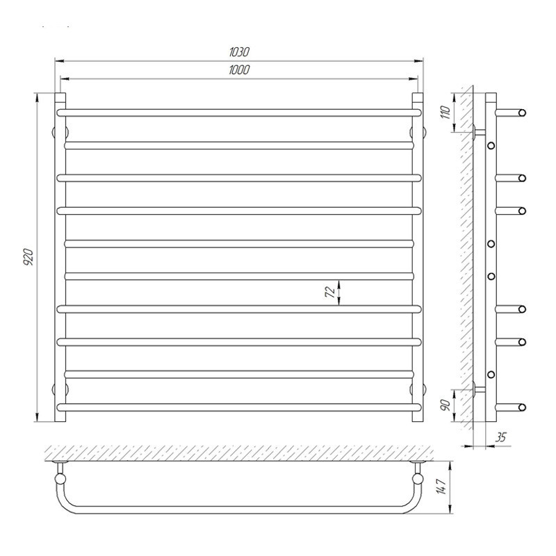 Водяна сушарка для рушників Laris Практик П10 1000x900 Київ - фото 3