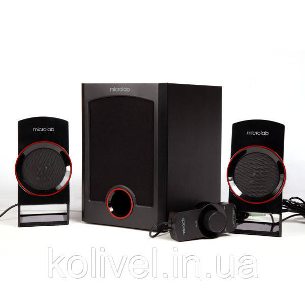 Акустична система 2.1 Microlab M-111, чорна з червоним (M-111) Киев - изображение 2