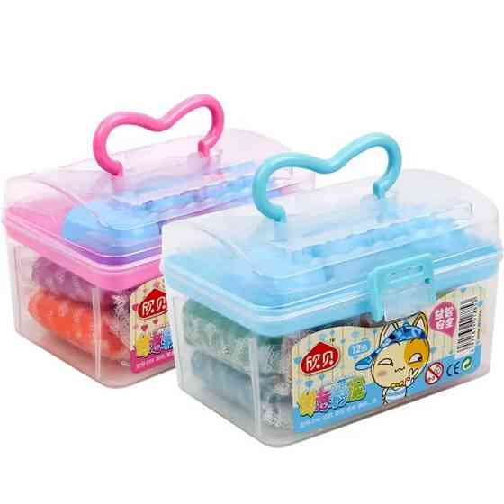 Набор теста пластелин для лепки разноцветная глина для лепки, детский пластилин 12 цветов в контейнере Каменец-Подольский