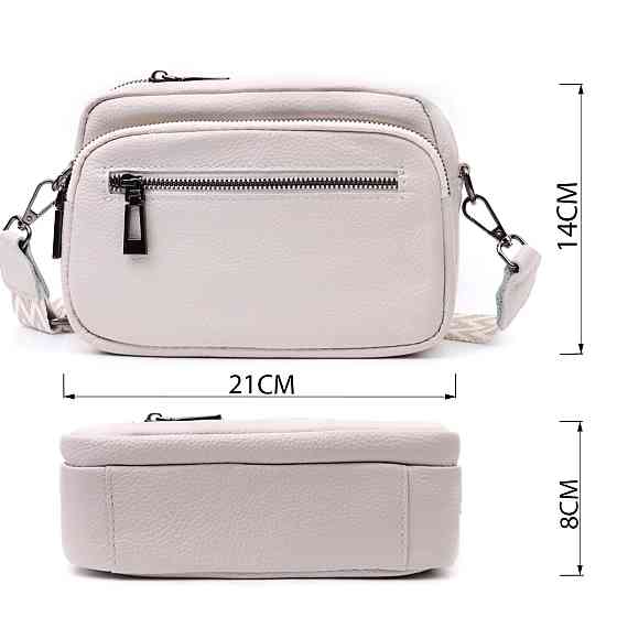 Зручна сумка жіноча з накладною кишенею з натуральної шкіри Vintage 22642 Біла Київ