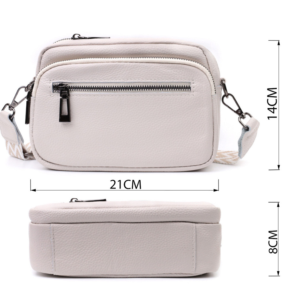 Удобная женская сумка с накладным карманом из натуральной кожи Vintage 22642 Белая Киев - изображение 3