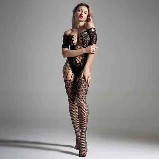 Еротичний бодістокінг жіночий мереживна сітка, сексуальна білизна, універсальний розмір зріст: 145-185 см One Size, чорний, 8561 Кам'янець-Подільський