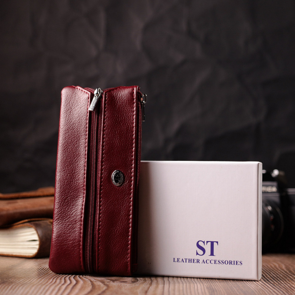 Містка ключниця з натуральної шкіри ST Leather 22508 Бордовий Київ - фото 1