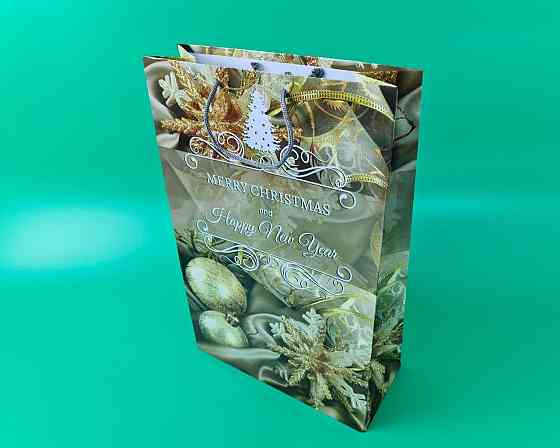 Новогодний ,картонные пакеты с ручками Гигант вертикальный 30х47х12-024 (12 шт) Харьков