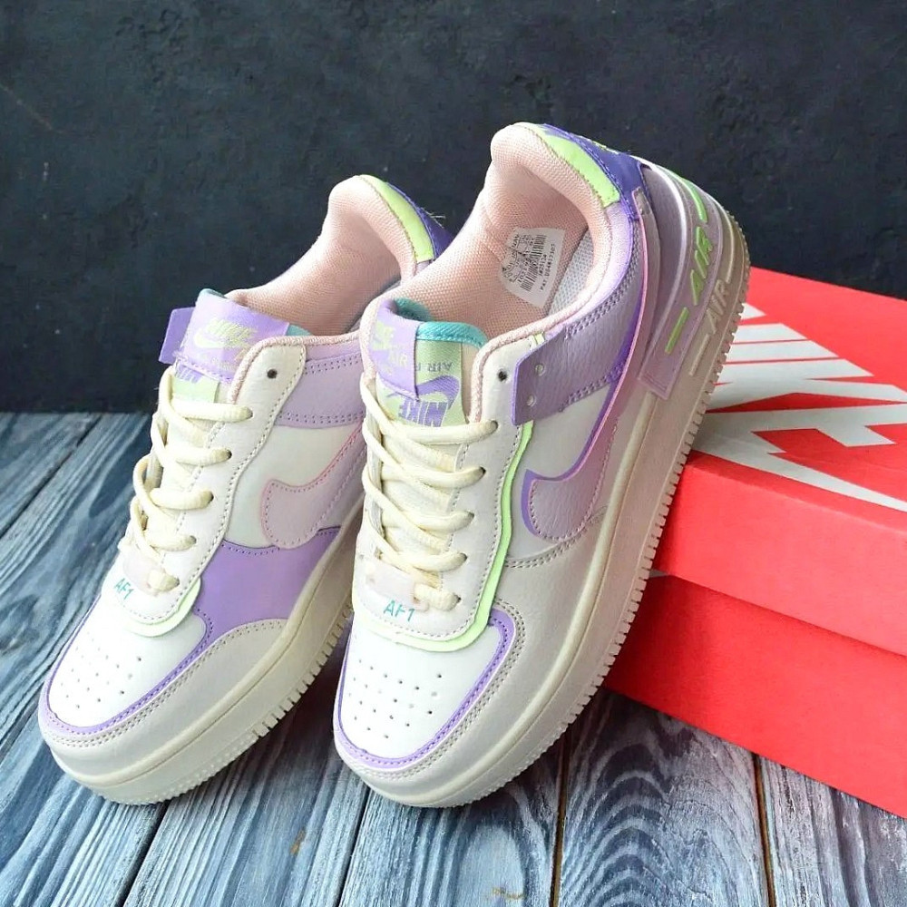 Кроссовки Nike Force Белые Женские Кожаные Форсы Разноцветные Найк Shadow (размеры: 36,37,38,39,40,41) - 25 Днепр - изображение 1