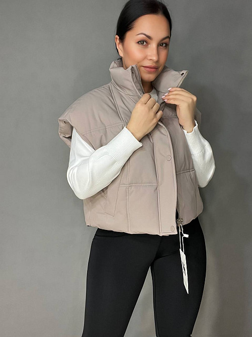 Жилетка жіноча HAIZIYUAN 535 укорочена широка оверсайз спущене плече бежева, бежевий, XL Київ - фото 19