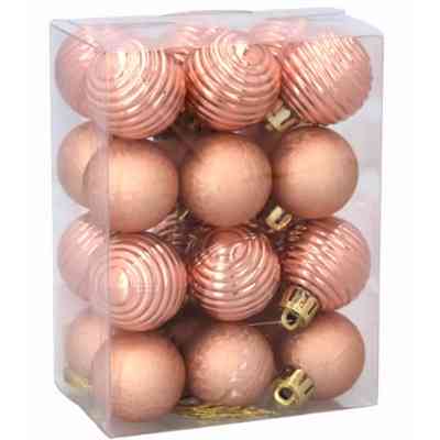 Ялинкова іграшка Chomik пластикові кульки компл. 24 шт, 3см, рожево-пудрові (5900779877153_3) Вінниця