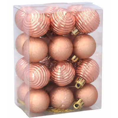 Ялинкова іграшка Chomik пластикові кульки компл. 24 шт, 3см, рожево-пудрові (5900779877153_3) Вінниця - фото 1