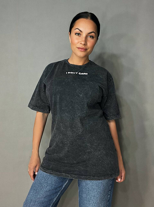 Футболка женская Coast Moda 4351 вареная тай дай с вышивкой оверсайз графит, графит, S-M Киев - изображение 11