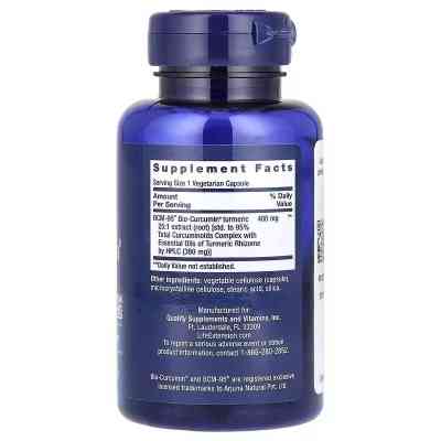 Вітамінно-мінеральний комплекс Life Extension Куркумін, 400 мг, Super Bio Curcumin, Turmeric Extract, 60 вегетаріанських (LEX-40706) Вінниця